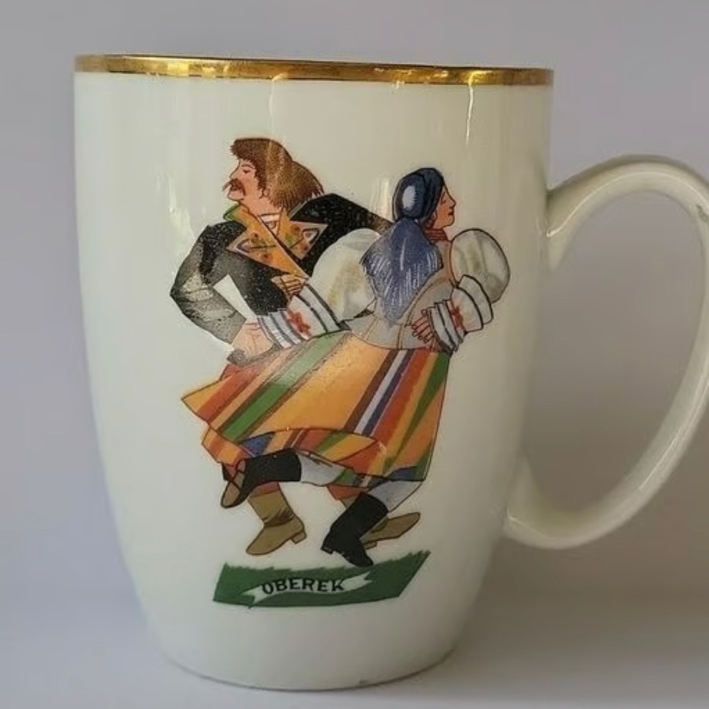 Vintage Berek White Ceramic Mug with Gold Rim